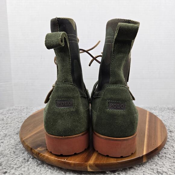 Polo Country Ralph Laruen Mens 13D Ranger Green Camo Suede Strap Moc Toe Boot - Picture 2 of 15
